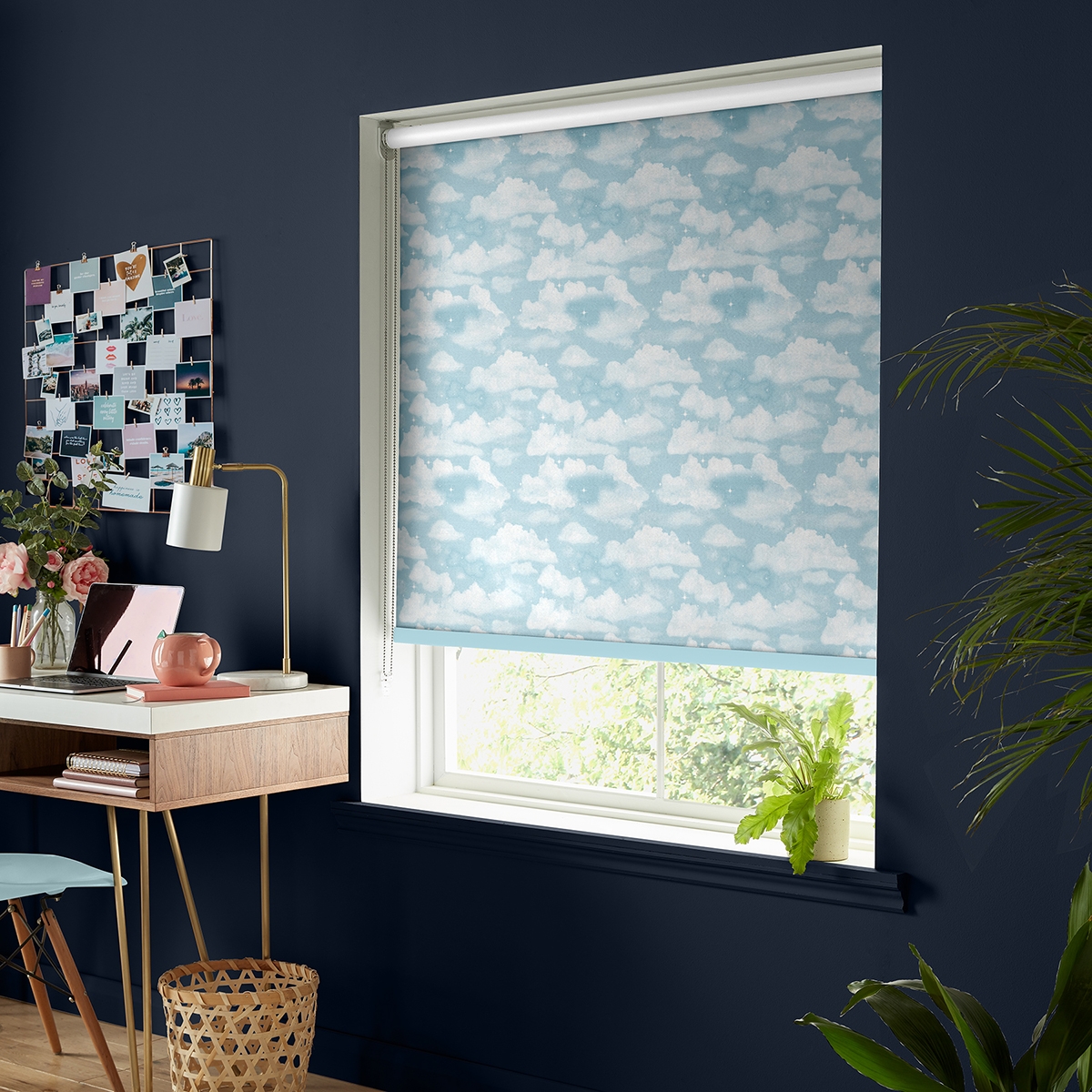 Product photograph of Skinny Dip Clouds Blue Roller Blind from Choice Furniture Superstore.